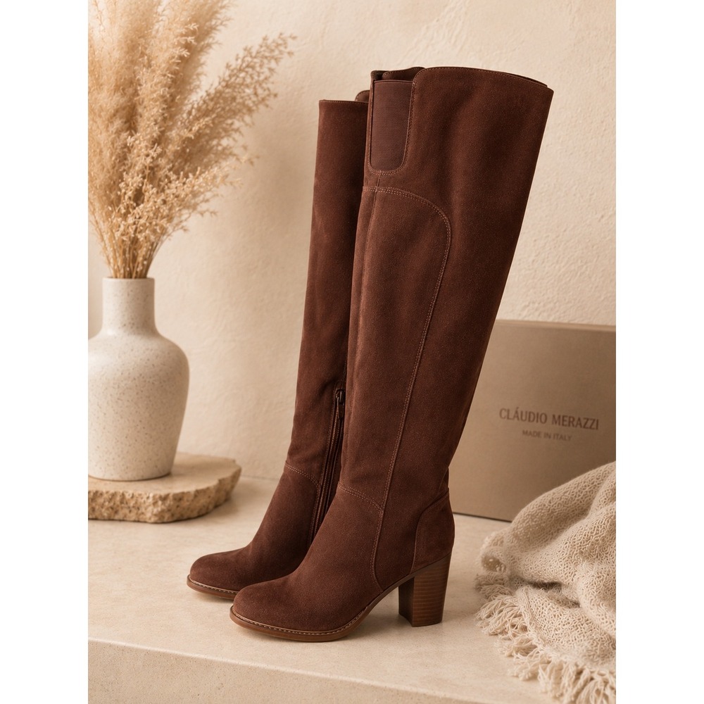 Kelsi Dagger Brooklyn Brown Suede Over the Knee OTK Boots Womens 8